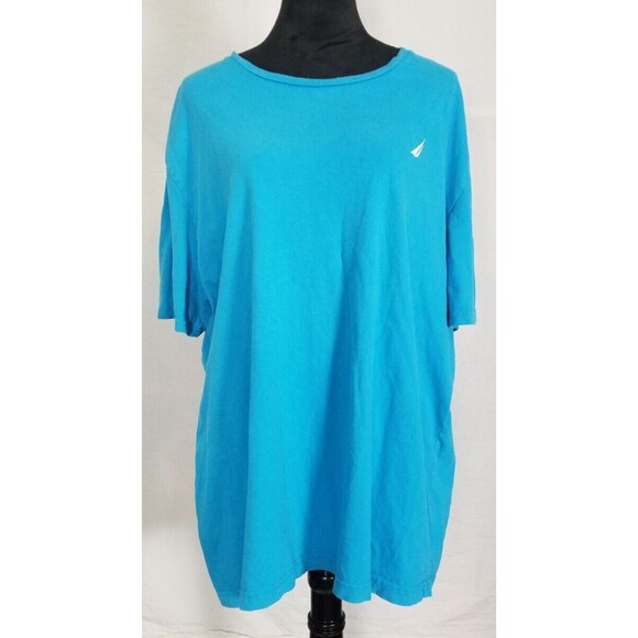 Nautica Fish Responsibly T Shirt Hawaiian Blue Short Sleeve Back Logo XXL Cotton - Picture 4 of 12